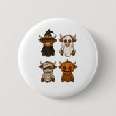 Highland Cow Halloween Funny Fall Spooky Button (Vorderseite)