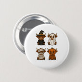 Highland Cow Halloween Funny Fall Spooky Button (Vorne & Hinten)