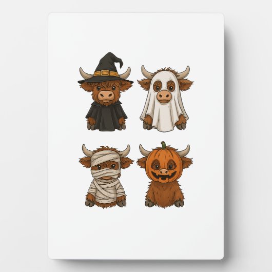 Highland Cow Halloween Funny Fall Spooky Fotoplatte (Vorderseite)