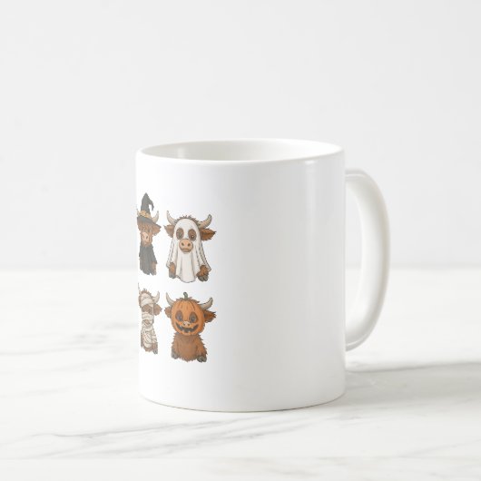 Highland Cow Halloween Funny Fall Spooky Kaffeetasse (VorderseiteRechts)