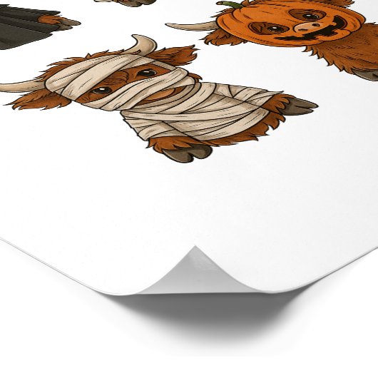Highland Cow Halloween Funny Fall Spooky Poster (Ecke)