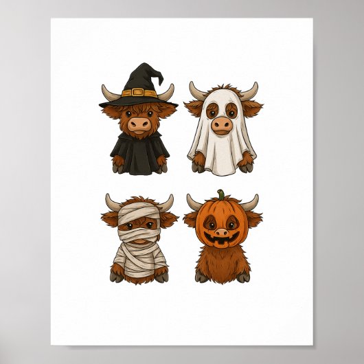 Highland Cow Halloween Funny Fall Spooky Poster (Vorne)