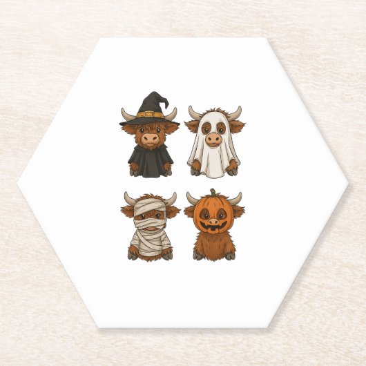 Highland Cow Halloween Funny Fall Spooky Untersetzer (Vorderseite)
