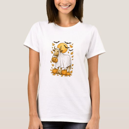 Highland Cow Halloween in Ghost Costume T-Shirt (Vorderseite)