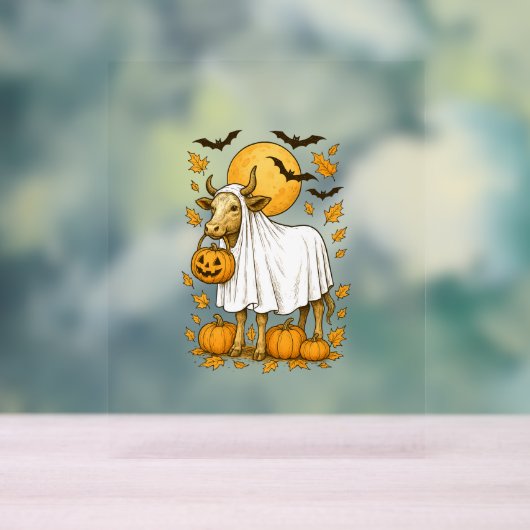 Highland Cow Halloween in Ghost-Kostüm Acrylschild (Neutral)