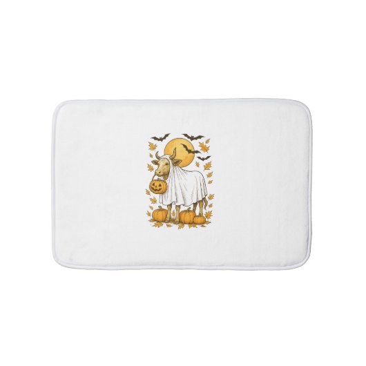 Highland Cow Halloween in Ghost-Kostüm Badematte (Vorderseite)