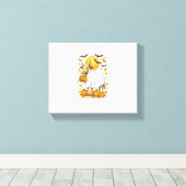 Highland Cow Halloween in Ghost-Kostüm Leinwanddruck (Insitu (Holzboden))