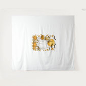 Highland Cow Halloween in Ghost-Kostüm Wandteppich (Vorderseite (Horizontal))