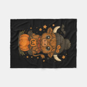 Highland Cow Halloween Niedlich Pumpkin Fleecedecke (Vorderseite (Horizontal))