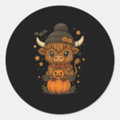Highland Cow Halloween Niedlich Pumpkin Runder Aufkleber (Vorderseite)