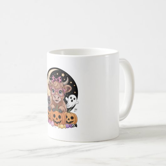Highland Cow Halloween Spooky Saison Kaffeetasse (VorderseiteRechts)