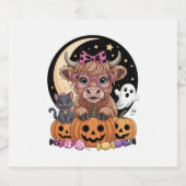 Highland Cow Halloween Spooky Saison Schaumweinetikett (Einzelnes Label)