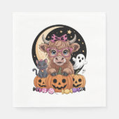 Highland Cow Halloween Spooky Saison Serviette (Vorderseite)