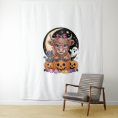 Highland Cow Halloween Spooky Saison Wandteppich (Beispiel)