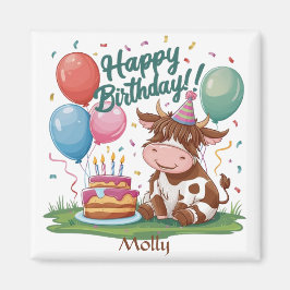 Highland Cow Happy Birthday Magnet