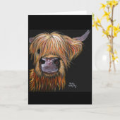 Highland Cow 'Henry' Grußkarte Karte (Gelbe Blume)