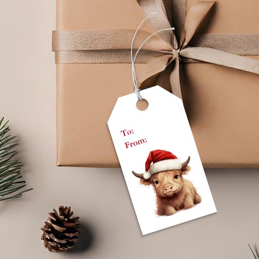 Highland Cow Holiday Gift Tag Geschenkanhänger