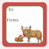 Highland Cow Holiday Sticker (Vorderseite)