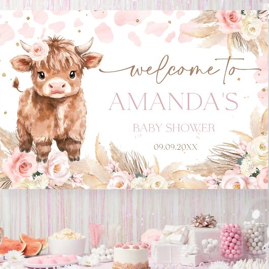 Highland Cow Holy Cow Baby Dusche Mädchen Banner