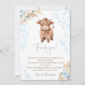 Highland Cow Holy Cow baby shower Boy Dankeskarte (Vorderseite)
