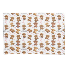 Highland Cow I Liebe Moo Heart Kissenbezug