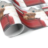 Highland Cow In a Red Retro Pickup Truck Geschenkpapier (Rolleneckpunkt)