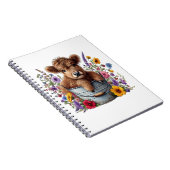 Highland Cow in Flower Bucket Png, Cute Notizblock (Rechte Seite)