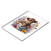 Highland Cow in Flower Bucket Png, Cute Notizblock (Linke Seite)