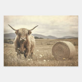 Highland Cow in Hay Field Decoupage Geschenkpapier Set (Vorderseite 3)