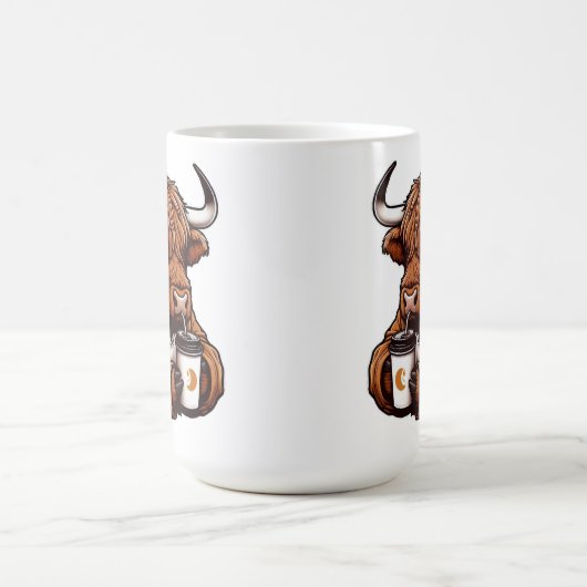 Highland Cow in Jacket Genießen Sie einen gemütlic Kaffeetasse (Mittel)