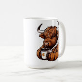 Highland Cow in Jacket Genießen Sie einen gemütlic Kaffeetasse (VorderseiteRechts)