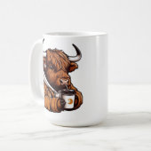 Highland Cow in Jacket Genießen Sie einen gemütlic Kaffeetasse (Vorderseite Links)