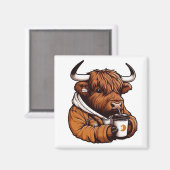 Highland Cow in Jacket Genießen Sie einen gemütlic Magnet (Vorderseite/Rückseite)