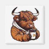 Highland Cow in Jacket Genießen Sie einen gemütlic Magnet (Vorne)