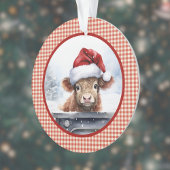 Highland Cow in Niedlicher Weihnachtsmannmütze Gin Ornament