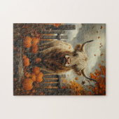 Highland Cow in Pumpkin Patch Puzzle (Horizontal)