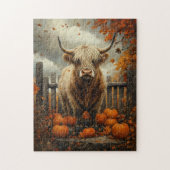 Highland Cow in Pumpkin Patch Puzzle (Vertikal)