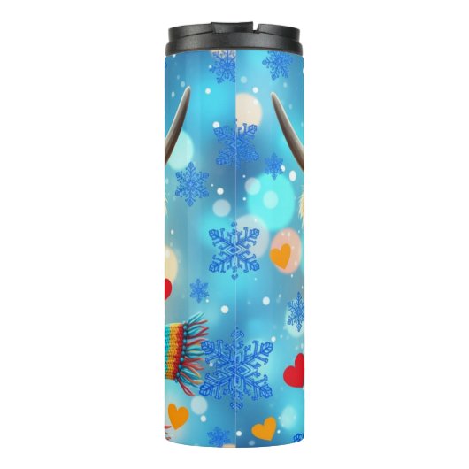 Highland Cow in Rainbow Knits" Thermosbecher (Rückseite)