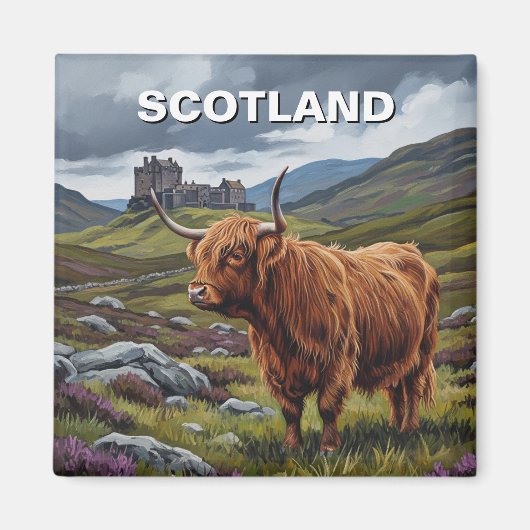 Highland Cow in Schottland Travel Magnet (Vorne)