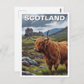 Highland Cow in Schottland Travel Postkarte (Vorne/Hinten)