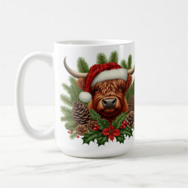 Highland Cow in Weihnachtsmannmütze Weihnachten Pi Kaffeetasse