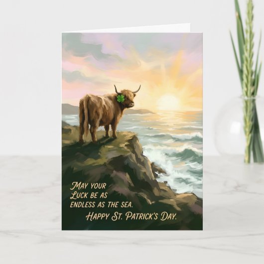 Highland Cow Irish Blessing St. Patricks Day  Karte (Vorderseite)