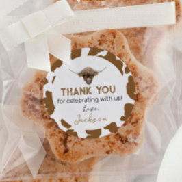 Highland Cow Labels Birthday Baby Shower Runder Aufkleber