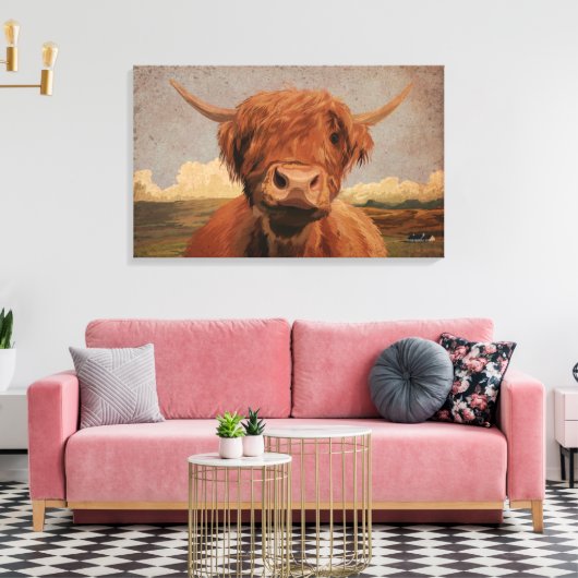 Highland Cow Leinwanddruck (Insitu (Wohnzimmer))