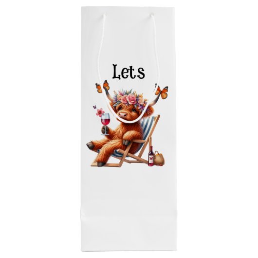 Highland Cow Lets Celebrate Geschenktüte Für Weinflaschen (Rückseite)