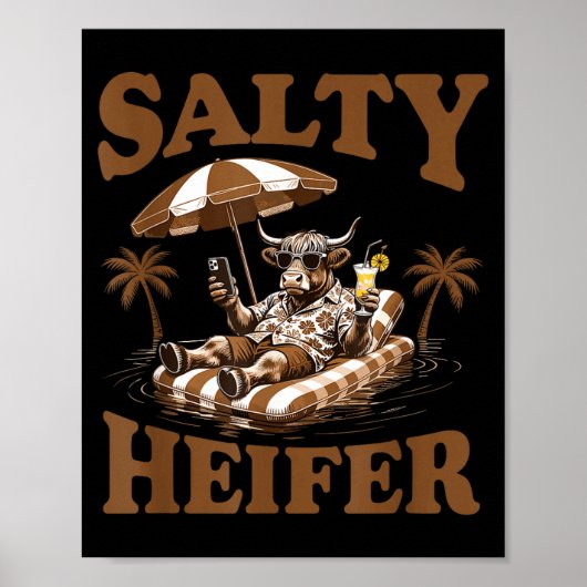 Highland Cow Lovers Salty Heifer Trocal For Women Poster (Vorne)