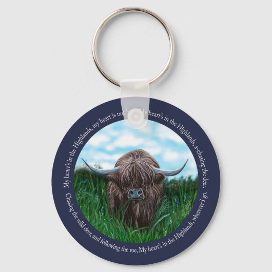 Highland Cow, mein Herz liegt im Hochland Schlüsselanhänger (Vorderseite)