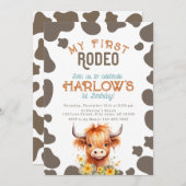 Highland Cow meine erste Rodeo 1. Geburtstag Einladung (Vorne/Hinten)