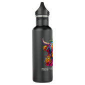 Highland Cow Messy Hair farbenfroh Edelstahlflasche (Links)