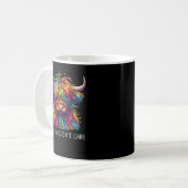 Highland Cow Messy Hair farbenfroh Kaffeetasse (Vorderseite Links)